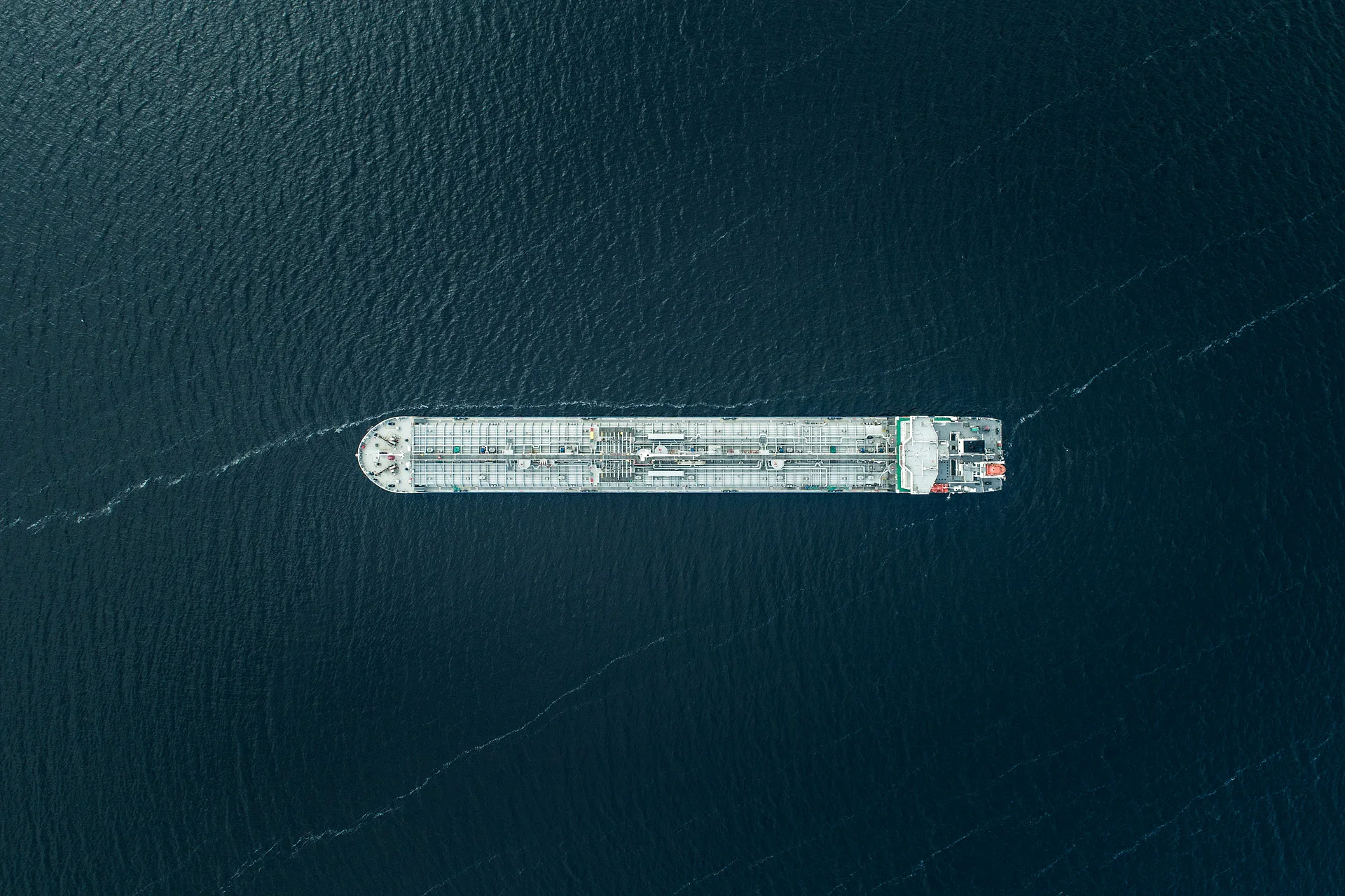Bulk liquid cargo vessel navigating open international waters